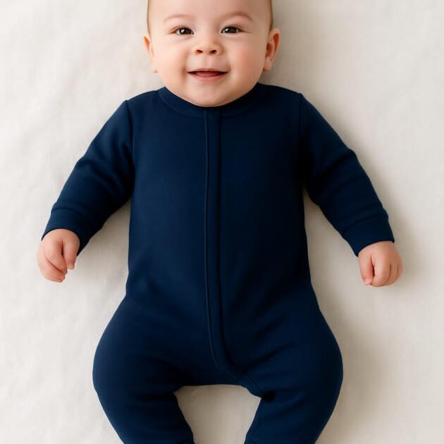 Navy Blue Soft Fleece Baby Romper